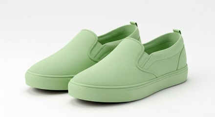 Naklejka premium Stylish Mint Green Slip On Canvas Sneakers Casual Comfortable Footwear Fashionable Shoes