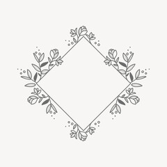 Floral frame collage element vector