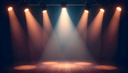 Stage Spotlight with Laser rays. concert lighting background