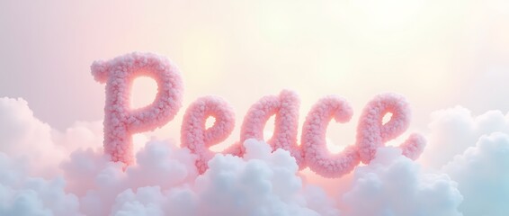 Fototapeta premium soft_pastel_peace_lettering_with_a_dreamy_cloud-like_effect_and_gradient_shades