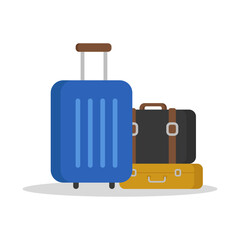 Luggage flat illustration isolated on white background with simple design. Travel luggage flat illustration
