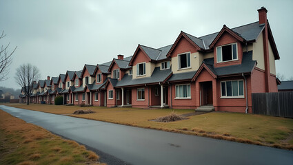 Abandoned Homes: A Stark Reminder of the Housing Crisis Fallout - Vector Illustration