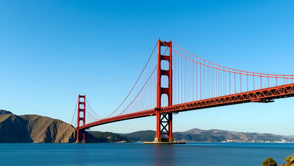 Obraz premium Stunning Travel Photography of the Beautiful Golden Gate Bridge in San Francisco, USA: Iconic Architecture and Urban Landscape with Empty Space for Text