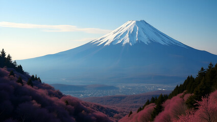 Fototapeta premium Stunning Mount Fuji Landscape: Iconic Scenery and Natural Beauty in Japan's Serene Environment