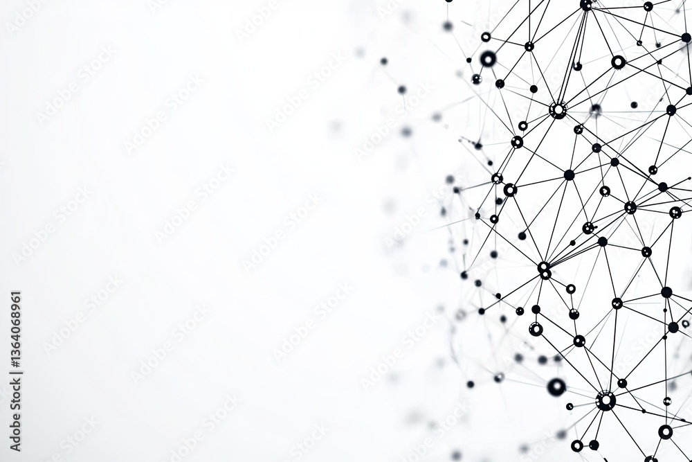 Poster exploring network connections in technology-driven environments abstract graphic design minimalistic