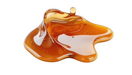 a glossy amber-colored liquid resembling syrup or honey pooled o