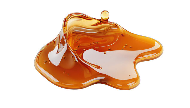 a glossy amber-colored liquid resembling syrup or honey pooled o