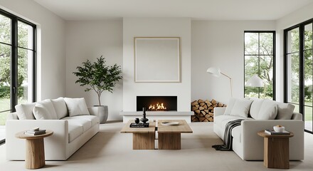 Farmhouse interior design of modern living room.
