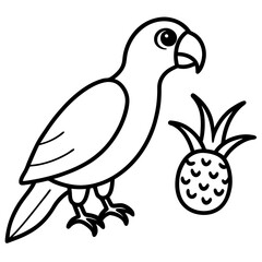 parrot munching on a bright tropical fruit