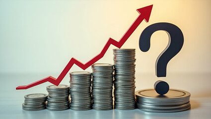 Illustration of Inflation Rising with Upward Arrow and Recession Question Mark: Post-Pandemic Economic Uncertainties