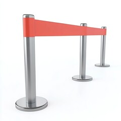 Obraz premium Red barrier tape, metallic posts