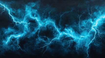 Obraz premium stunning display of blue lightning bolts illuminates dark background, creating dramatic and electrifying atmosphere. vibrant hues and intricate patterns evoke sense of power and energy