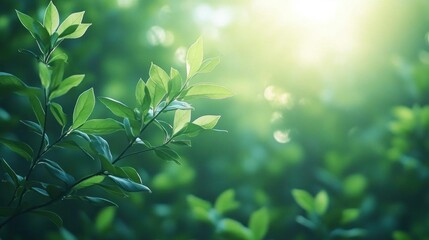 Obraz premium Refreshing Green Leaves Sunlight Nature Spring