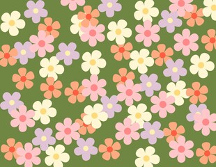Flower Pattern Pink Yellow Orange