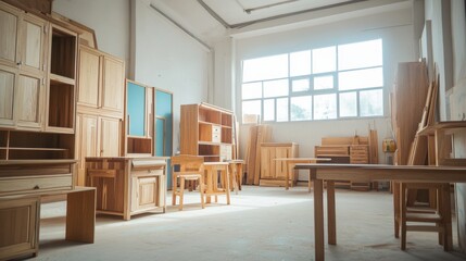 Wooden Furniture Workshop with Natural Light and Minimalistic Design