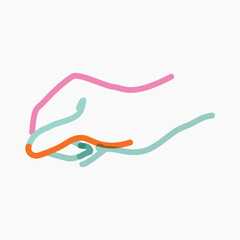 Colorful hand pop doodle line art vector