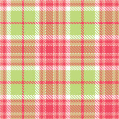 Pale Peachy Pink and Deep White Seamless Tartan Textile Design