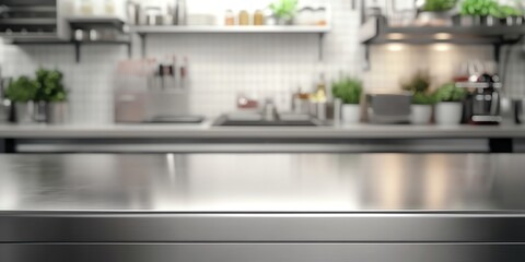 Preparing food in modern kitchen on stainless steel counter