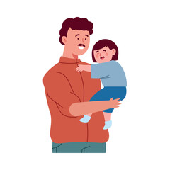 Fototapeta premium Dad and kid daughter - Isolated Illustration