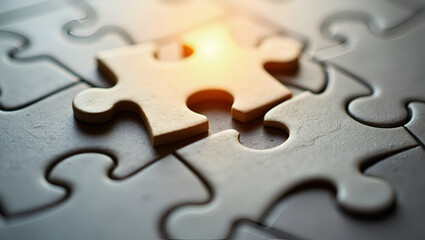 Fototapeta premium Jigsaw puzzle with missing piece symbolizing incomplete tasks problem solving and the quest for completion. concept as Jigsaw puzzle with missing piece symbolizing incomplete tasks problem solving que