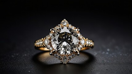 Luxurious jewelry diamond against a dark, textured background