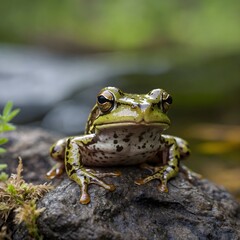 Boreal Chorus Frog Resting on Twig in a Foggy Forest Setting
