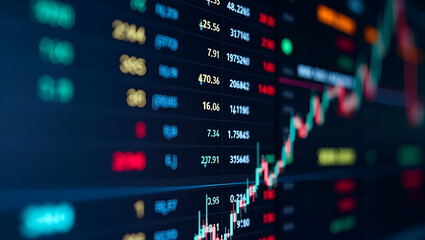 Fototapeta premium Real-Time Stock Market Financial Statistics: Share Pricing & Trading Data