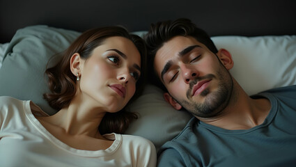 Young Woman Bored as Boyfriend Snores: Exploring Relationship Dynamics in Photos