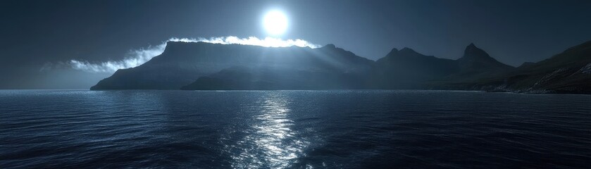 A serene, expansive body of water reflects the vibrant blue sky, while majestic mountains rise in the background, their peaks dusted with snow, creating a stunning natural landscape.