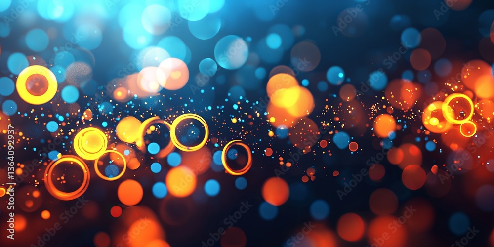 Leinwandbilder abstract futuristic technology background with glowing circles, digital particles, and geometric sha