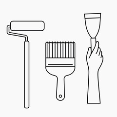 Painting equipment line art vector
