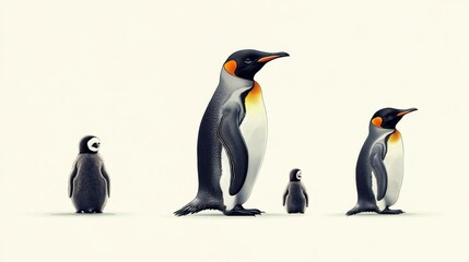Fototapeta premium King Penguin Family with Antarctica, Wildlife, and Birds.