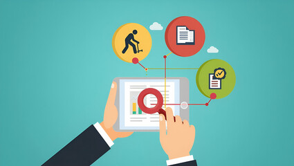 Effective Incident Management: A Smart Approach to Resolving Unexpected Problems with Risk Assessment, Data Analysis, and Problem Resolution Icons in Flat Vector Style