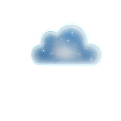 A dreamy, glittering night cloud floats serenely against a bright white background, its texture soft and ethereal.