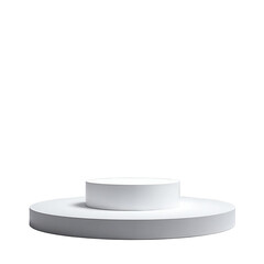 A minimalist white platform, perfect for showcasing products or art, with a clean, simple design, ideal for a modern presentation.