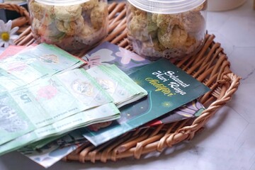 Malaysian ringgit notes currency and money packet or 