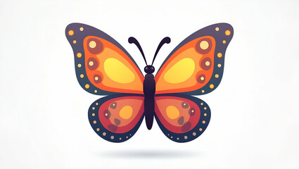 Obraz premium Flat Vibrant cartoon illustration of butterfly with colorful wings suitable for childrens media and graphic design concept as Colorful cartoon butterfly illustration with detailed wings ideal for chil