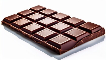 Delicious Dark Chocolate Bar: A mouthwatering, photorealistic close-up of a dark chocolate bar, perfectly portioned and ready to indulge. The rich, glossy surface glistens.