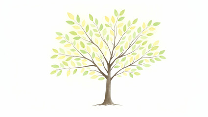 Obraz premium Aspen tree shimmering leaves clipart watercolor illustration hand drawn white background perfect for nursery art concept as Hand drawn watercolor clipart of Aspen tree with shimmering leaves on white 