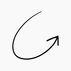 Simple black curved arrow illustration vector