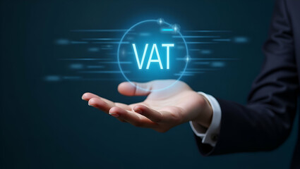 Hand Using Holographic Device for VAT Exemption Rules Compliance