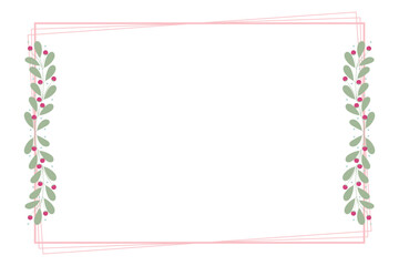 Rectangular Frame With Pink And Green Leaves Decoration