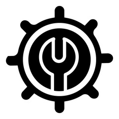 Gear with wrench icon, industrial maintenance and engineering symbol for Labour Day projects with transparent background