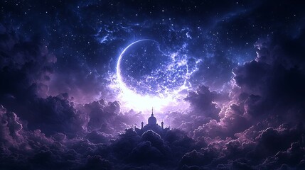 Blue nebula in space, computer generated abstract background,