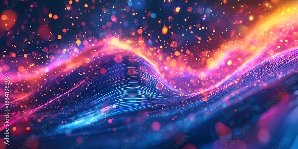Aufkleber abstract colorful digital wave background with glowing particles and light effects, vivid energy flo