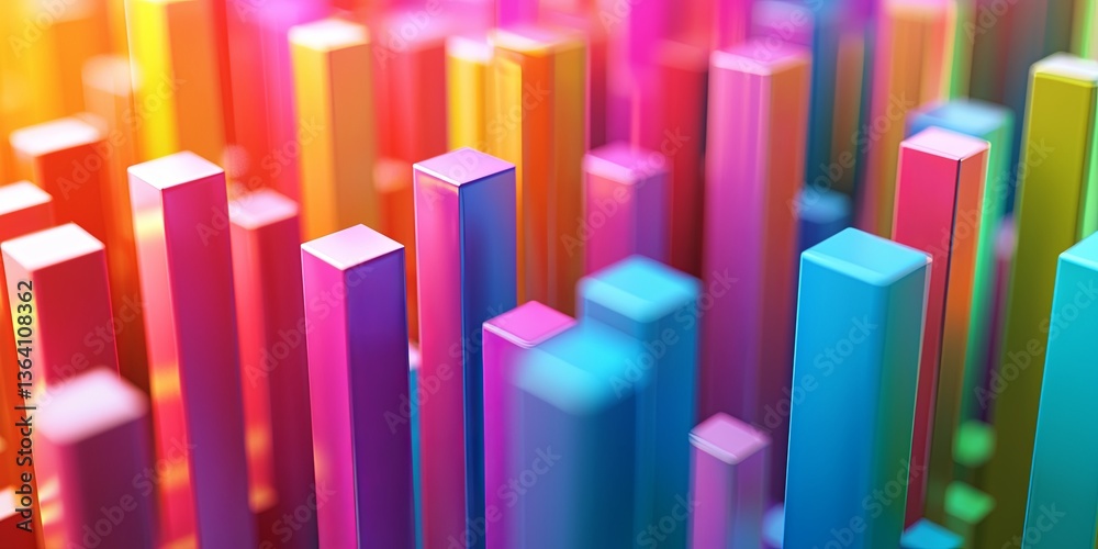 Aufkleber Colorful Abstract Vertical Bars in a 3D Gradient Design Creating a Vibrant and Energetic Atmosphere for Modern Art and Technology Backgrounds