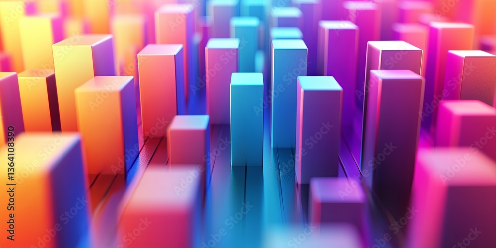 Fototapete Colorful Abstract Vertical Bars in a 3D Gradient Design Creating a Vibrant and Energetic Atmosphere for Modern Art and Technology Backgrounds