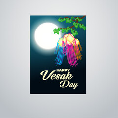 Vesak greeting card with lanterns 