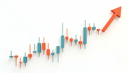 Flat Candlestick Graph Chart for Stock Market Investment: Bullish Trend Points Illustrated in a Clean White Background - A Simple and Cute Vector Design for Smart Trading Insights