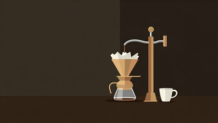 Master the Art of Brewing: Making Coffee with Vintage Style Dripper Kits - A Barista's Guide to Classic Tools in a Cute Vector Illustration